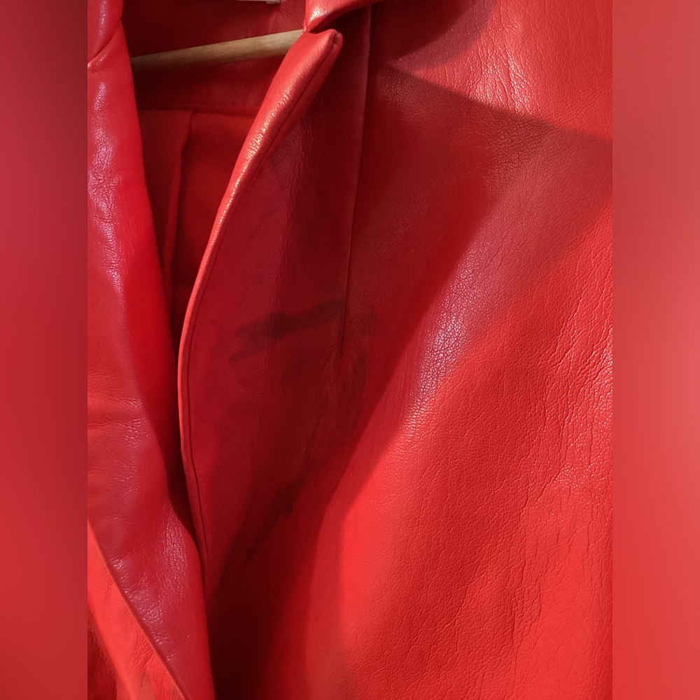 Alice + Olivia Red Macey Faux Leather Blazer Size 8 - Picture 10 of 16